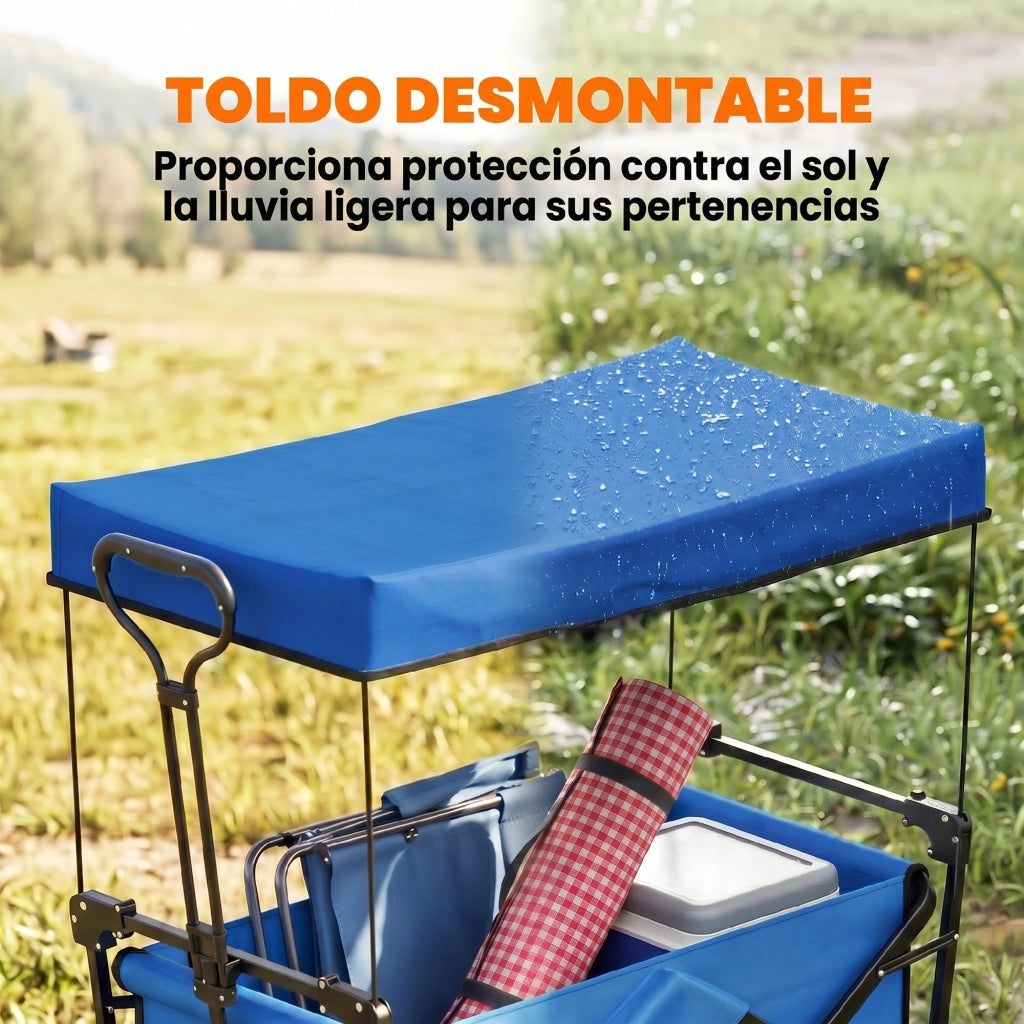 Carrello Pieghevole con Telo e Borsa Trasporto ¨C Zephmum ¨C Blu, 100 kg
