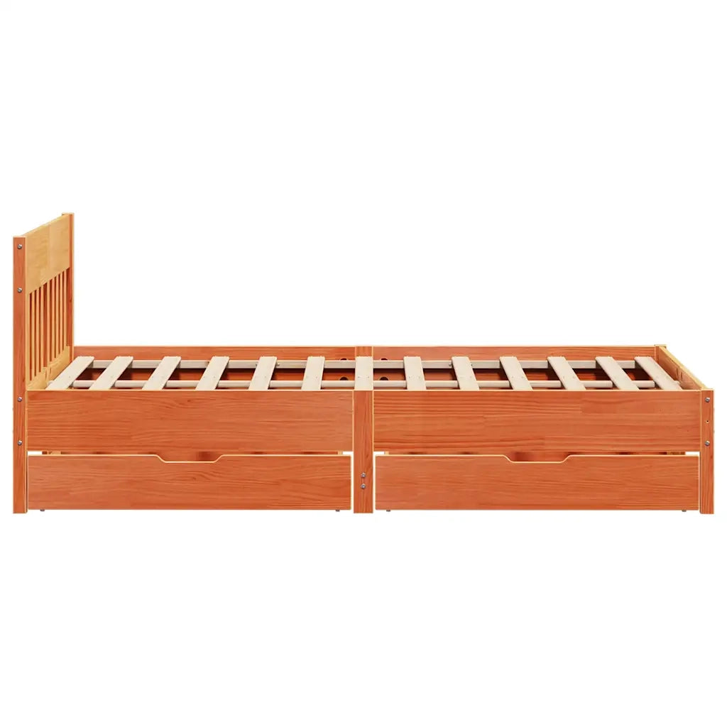 Letto senza Materasso Marrone Cera 120x200 cm in Legno di Pino