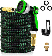 Serpentino flessibile per giardino 45,5 m, idoneo alla durata 3 strati di lattice acqua serpentina 3/4 pollici e 1/2 pollici connessioni metalliche, 3450D tessuto, pieghevole, serpentina per giardino con 10 funzionalità spray