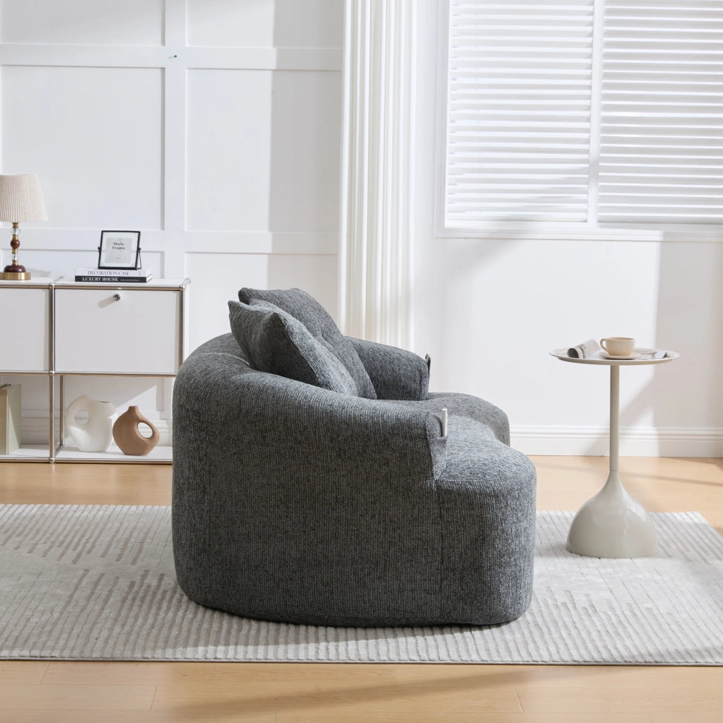 Divano 2 posti in chenille grigio con molle insacchettate
