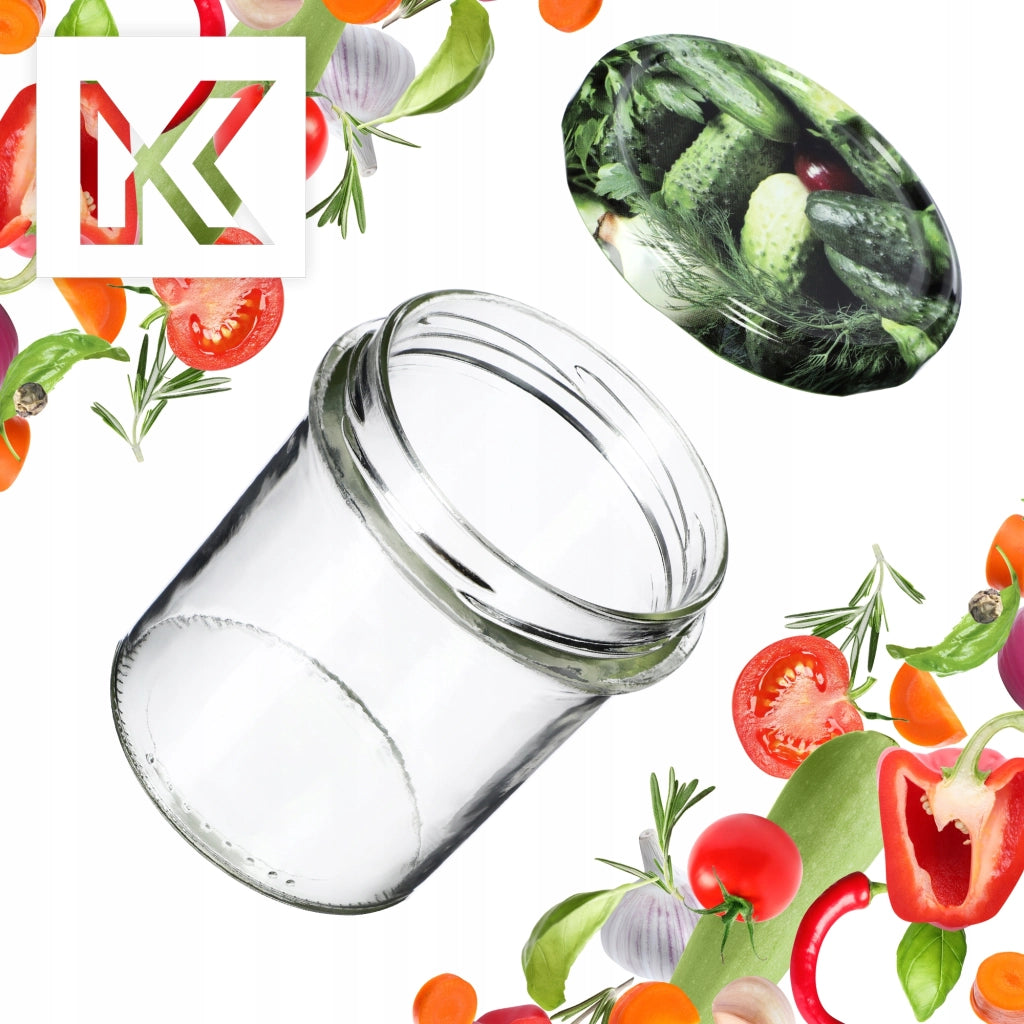 KADAX Avila barattoli di vetro 350ml 10pz 82mm + coperchi "Cetrioli"