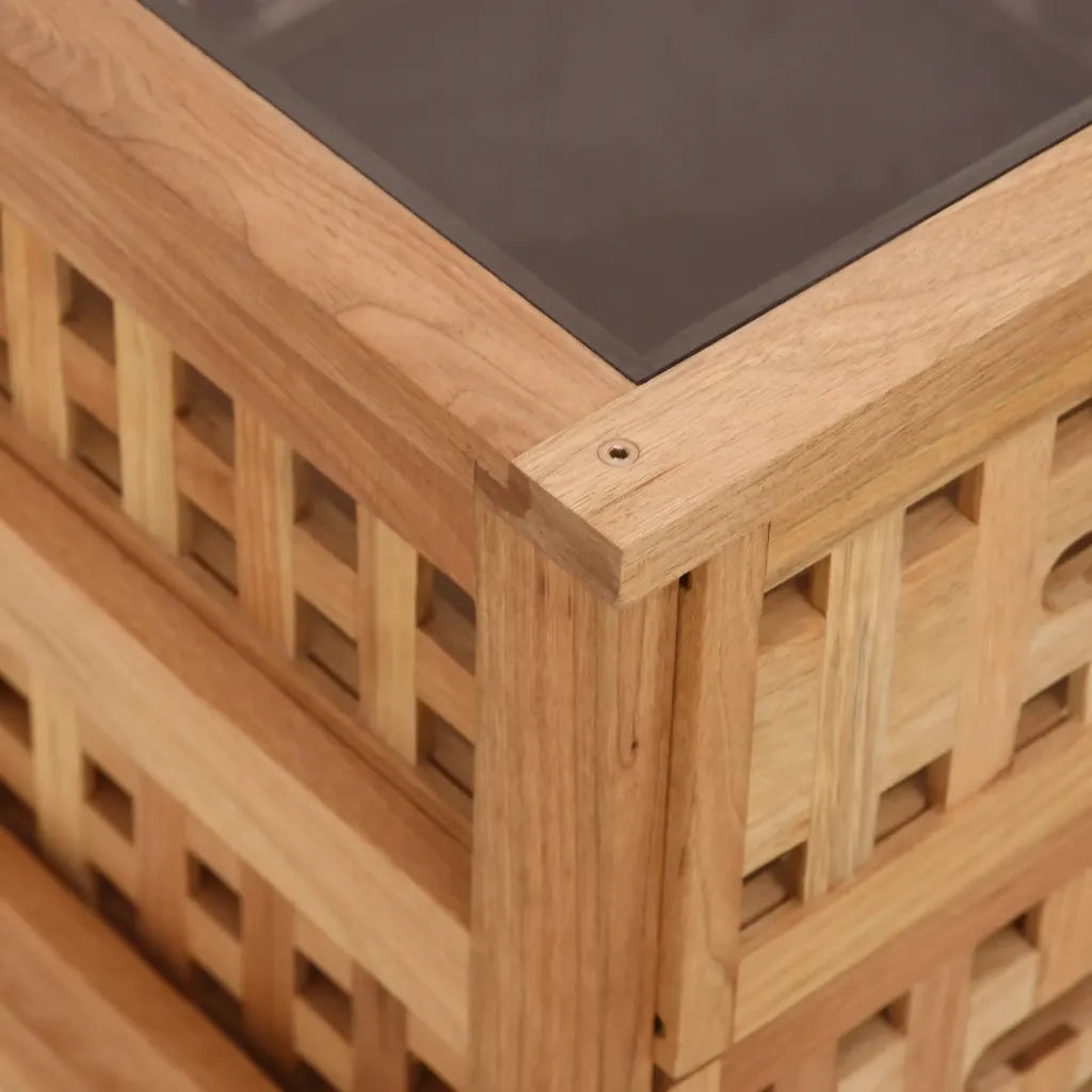 Comodino 34x34x34 cm in Legno Massello di Noce 350345