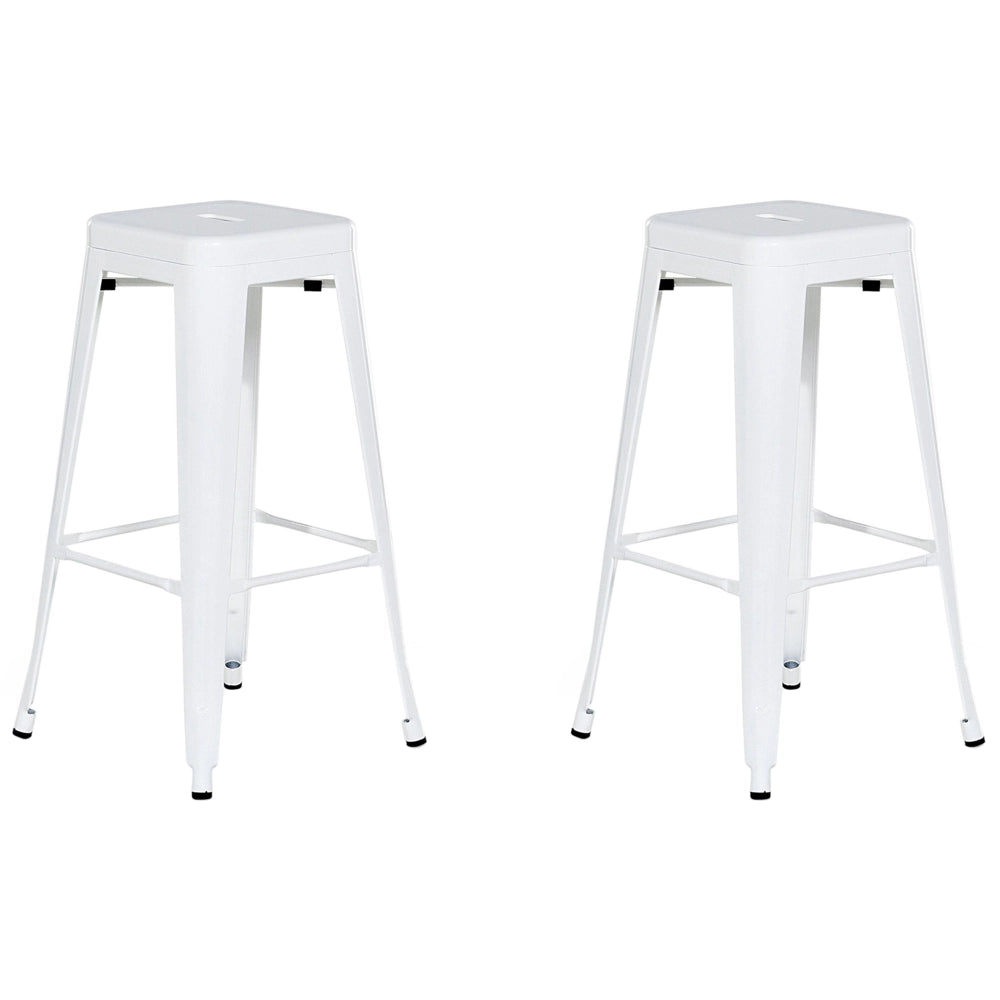 Set di 2 sgabelli da bar in Acciaio bianco 76 cm impilabili altezza bancone industriale