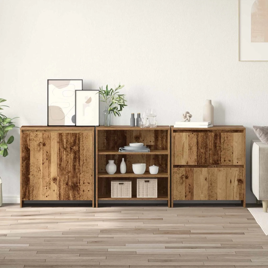 Credenza 3 pz | Madia | Buffet da pranzo | Armadio da pranzo Legno vecchio 70 x 41 x 75 cm Legno multistrato