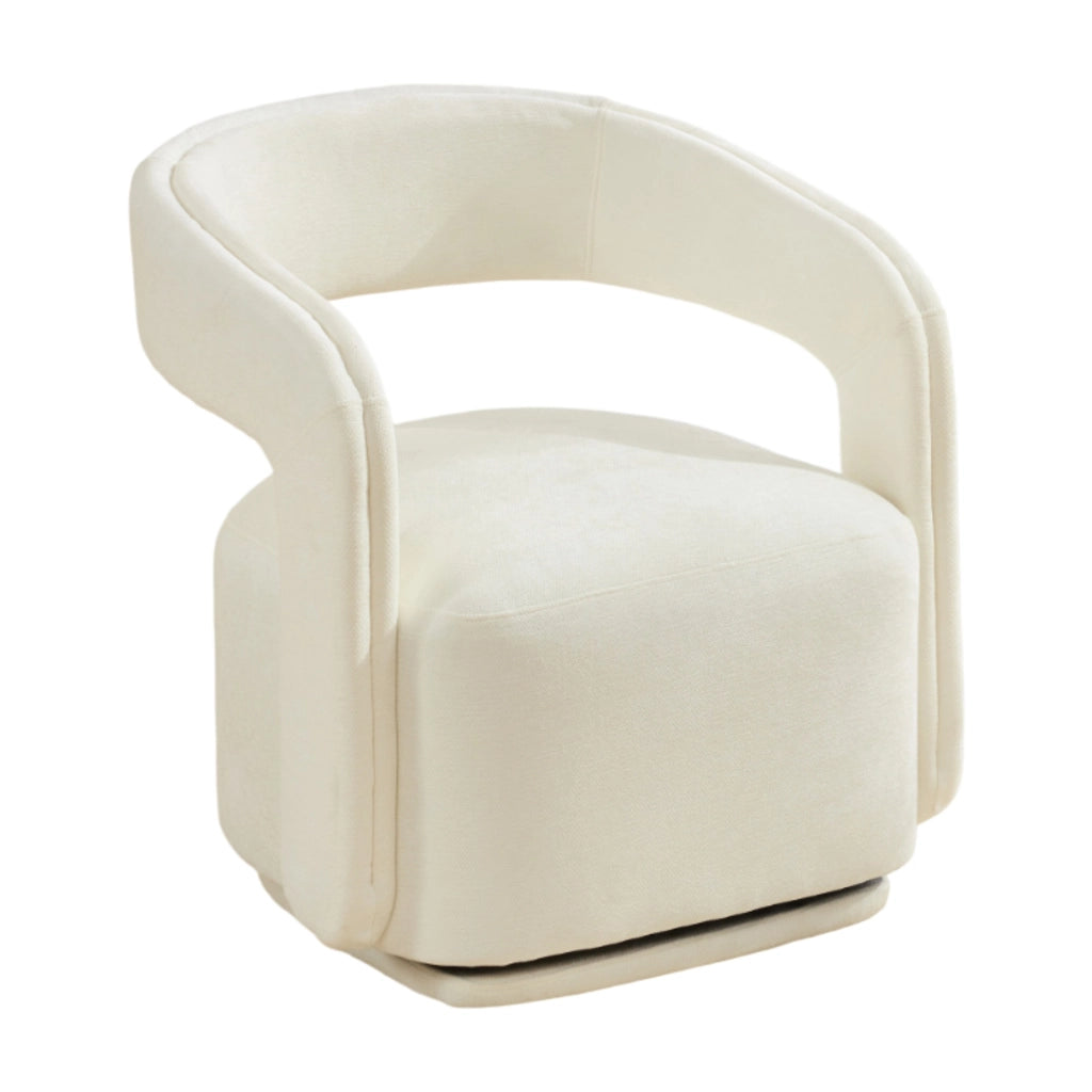 POLTRONA Girevole 360° Barrel Chair 70x65,5x74 cm Chenille Bianca