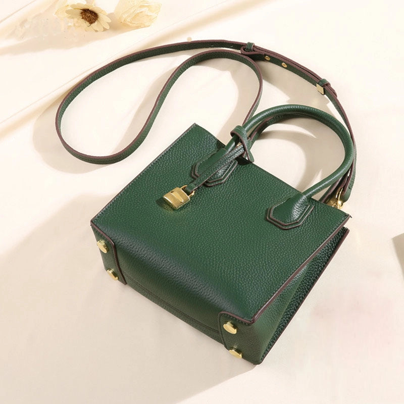 Borsa tote da donna in vera pelle, verde