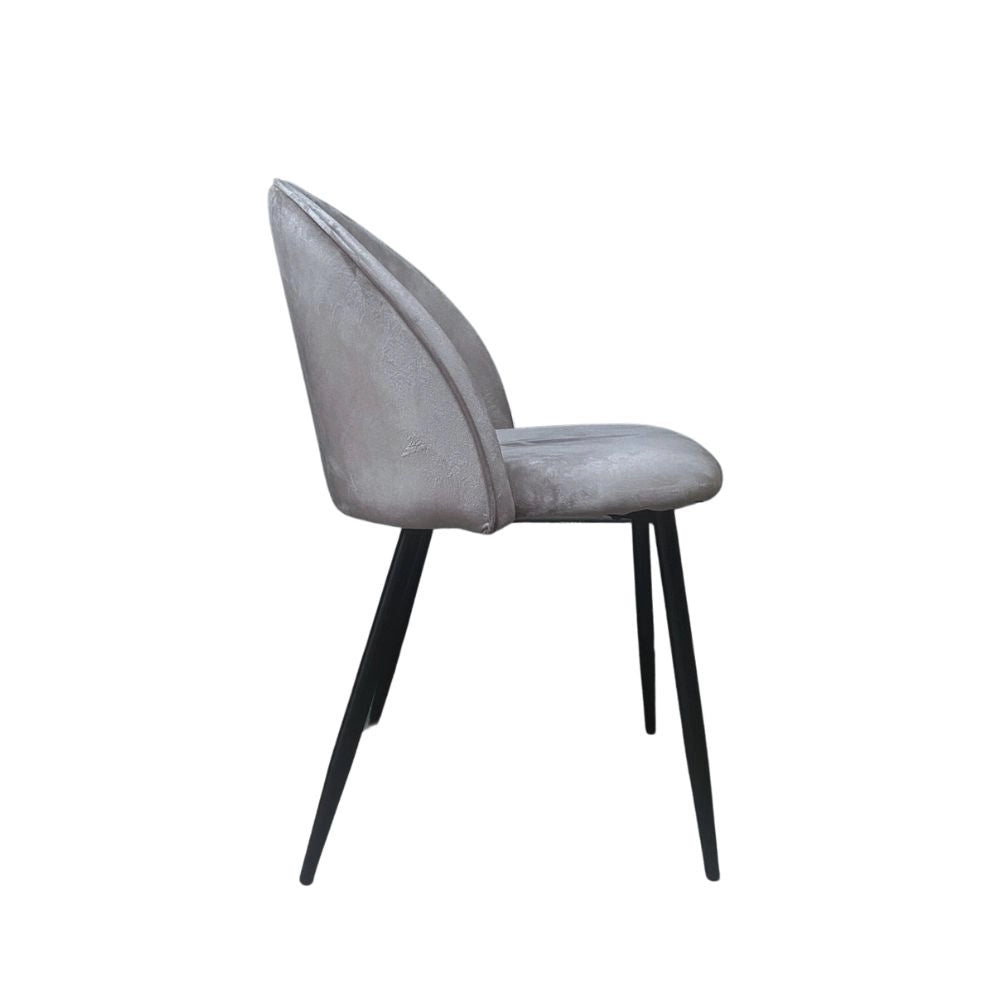 Set 4 Sedia velluto grigio e gambe in metallo nero Despina