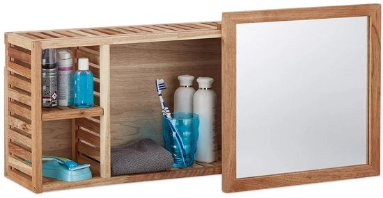 Wandrek con Specchio Scorrevole - Legno di Nocciolo Geolaccato - 1 pezzo