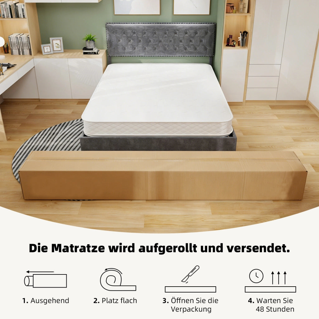 Materasso matrimoniale 160 × 200 cm in schiuma viscoelastica con molle insacchettate, traspirante, bianco