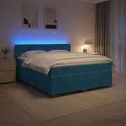 Letto con Box Spring, Materasso e LED Blu 160 x 200 cm Velluto 3452208