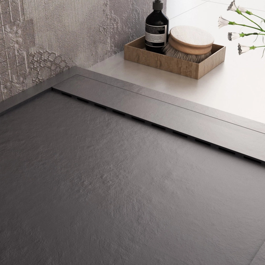 Piatto doccia in marmo resina nero pietra cemento prestige, misura 90x190