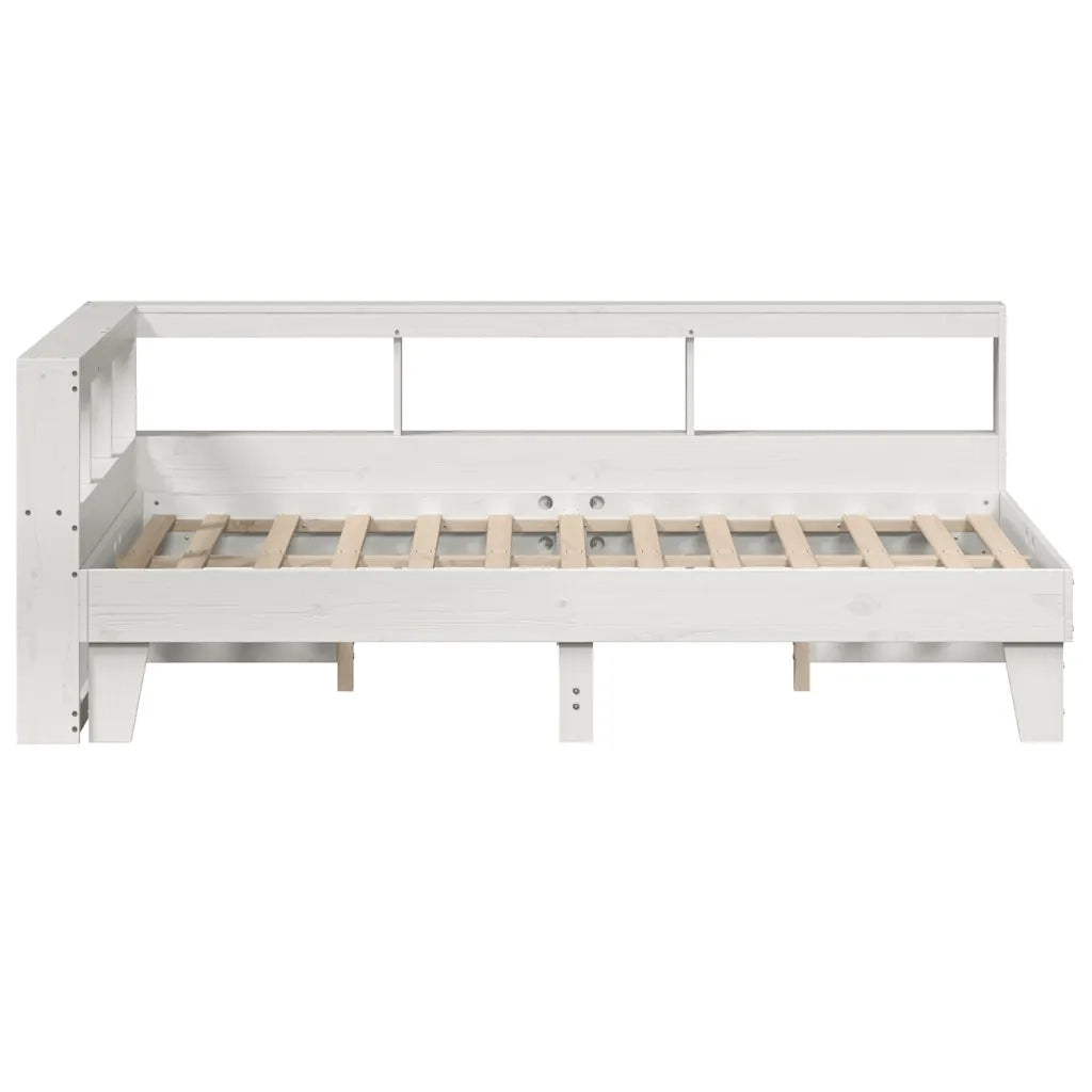 Letto Libreria senza Materasso-Struttura Letto con contenitore Bianco 135x190 cm Legno di Pino 285224