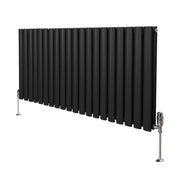 Radiatore a colonna ovale e valvole cromate TRV Designer Nero  600 mm x 1200mm