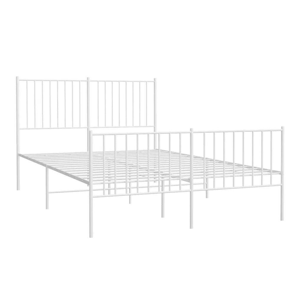 Giroletto con Testiera e Pediera-Struttura Letto Metallo Bianco 140x190 cm 459491