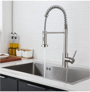 Kraan da bagno - Kraan da bagno con doccia scorrevole 360° girevole rubinetto da cucina con miscelatore 2 tipi di uscita con valvola a spirale in acciaio inossidabile rubinetto da cucina lucidato a specchio di nichel.