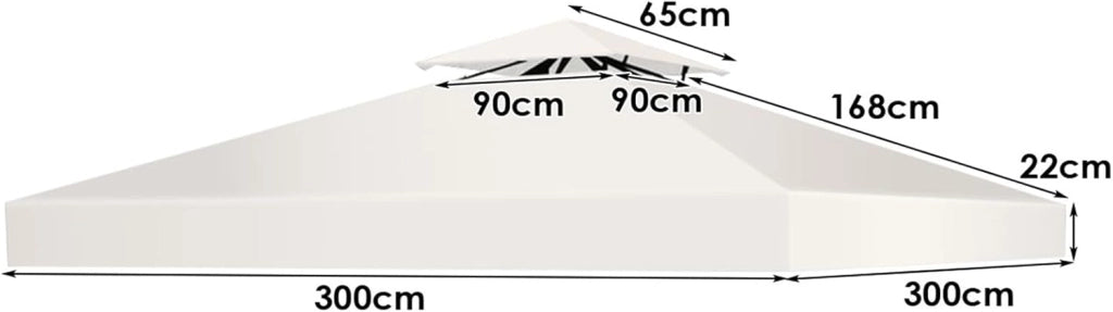 Tetto Gazebo di Ricambio per Gazebo, 3 x 3 m, per Giardino, Balcone, Spiaggia, Impermeabile, Doppio Tetto, Beige