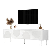 Mobile TV con 4 vani e passacavi; per soggiorno; in MDF e truciolare; bianco; 180x40x52 cm