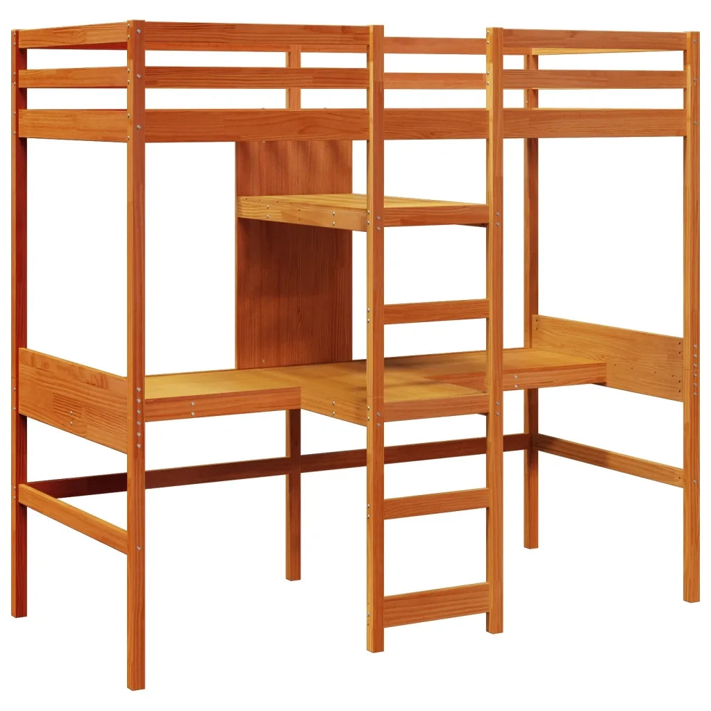 vidaXL Giroletto Soppalco senza Materasso Marrone Cera 80x200cm Pino