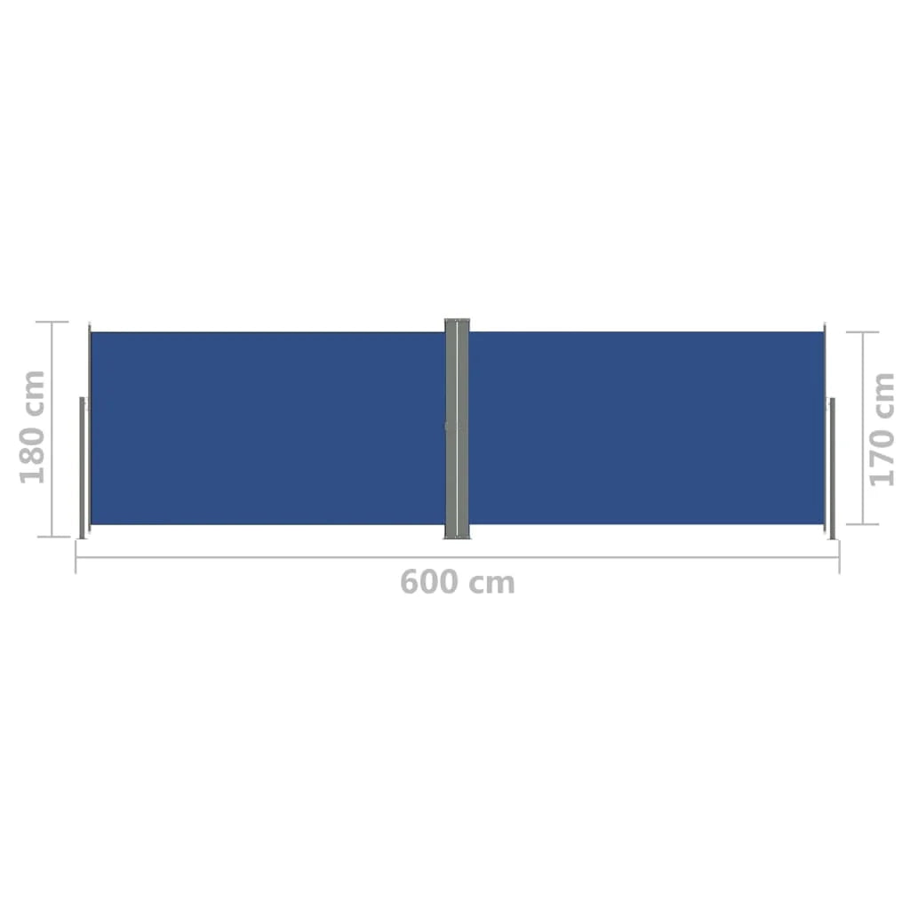 Tenda da sole laterale retrattile/schermo privacy per patio giardino terrazza balcone 180 x 600 cm blu 02_0007145
