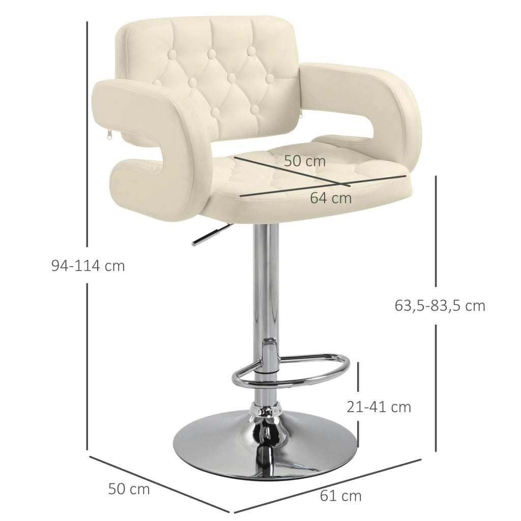 Sgabello da Bar Regolabile con Schienale e Poggiapiedi ¨C Minimal ¨C Bianco 61x50x93-113cm