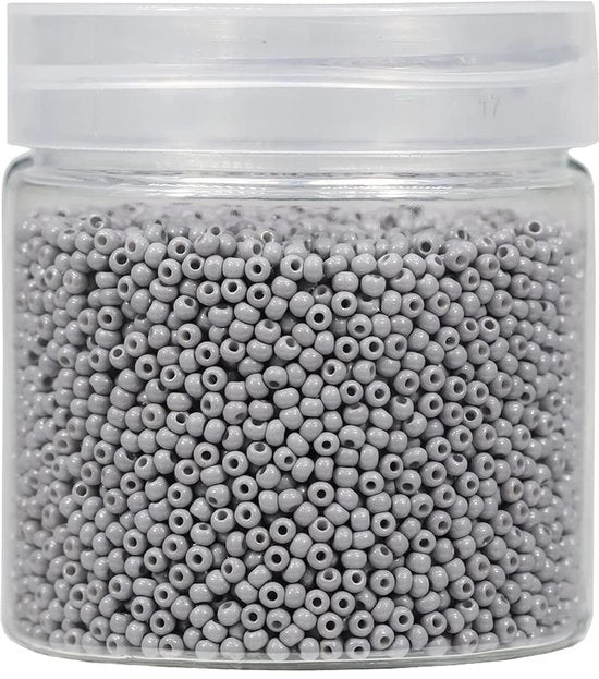 Kralen 2mm rotondi per filare 10000 pezzi / 110 gram in scatola, 12/0 kralen glas grigi piccoli kralen da semi per la creazione di gioielli orecchini bracciali collane (grigio)