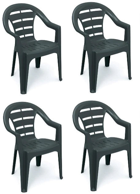 SET 4 SEDIE DA GIARDINO MOYO IN POLIPROPILENE COLORE ANTRACITE 54 X 56 X 81 CM