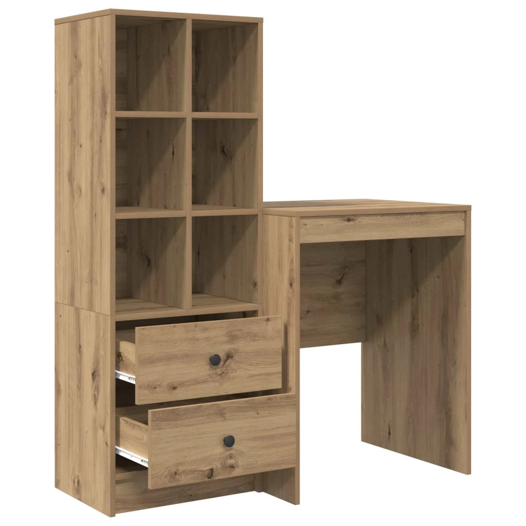 Scrivania con cassetto con lo scaffale 2 pcs Rovere artigianale 3337344
