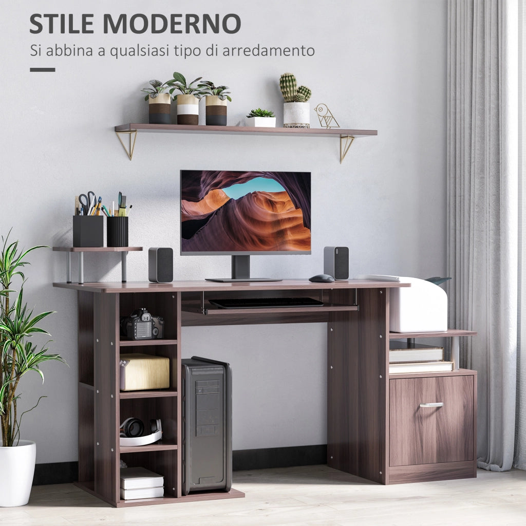 Scrivania per PC con Cassetto e Scaffale ¨C zephmum ¨C Legno 90x50x75 cm