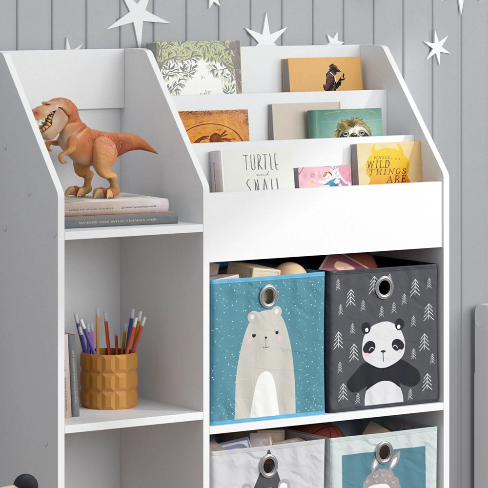 Vicco Libreria bambini Bianco 100.4 x 114.2 cm con 4 scatole pieghevoli (grigie)