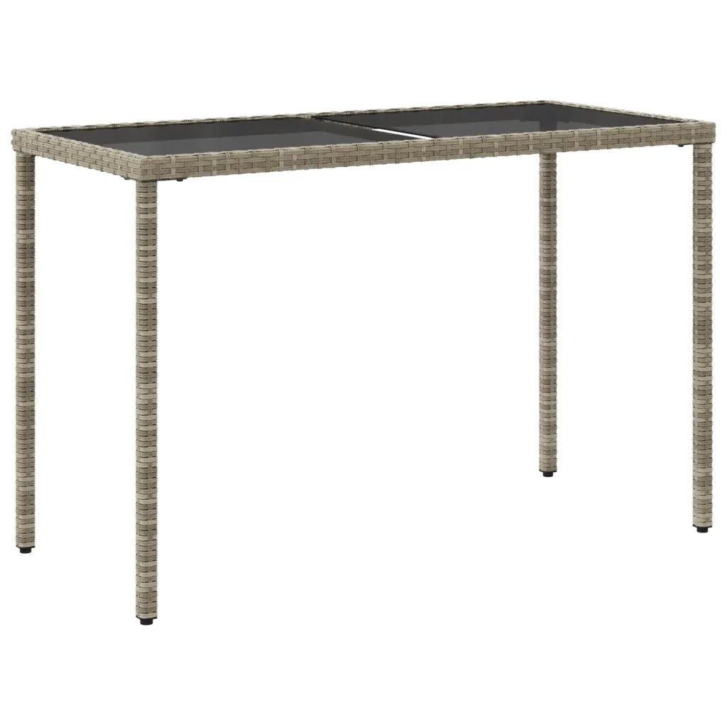 Tavolo Giardino | Tavolino da esterno Piano Vetro Grigio Chiaro 115x54x74 Polyrattan