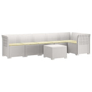 Divano da Giardino 6 Posti con Cuscini Aspetto Rattan PP Bianco 3444114