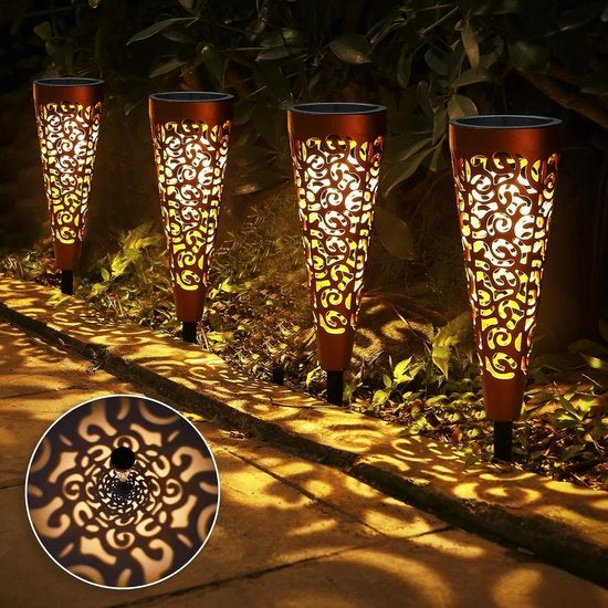 Illuminazione per esterno - 4 pezzi di lampade per esterno giardino IP65 impermeabile luce calda LED per balcone terrazza prato decorazione