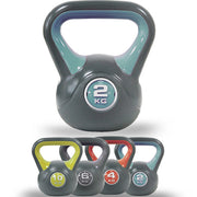 Kettlebell per Allenamento 2 kg Peso in Ghisa con Impugnatura Ergonomica Nero e Verde