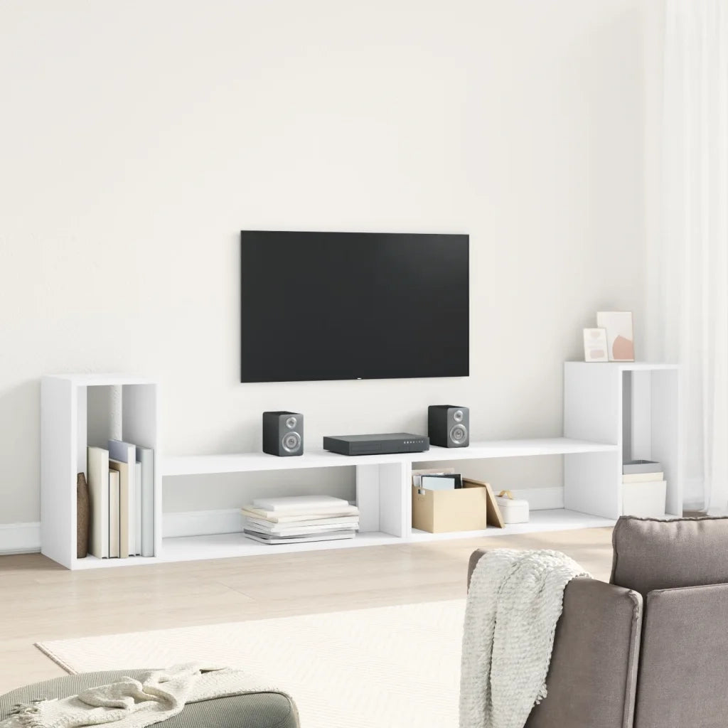 Mobili TV a Parete 2pz Bianchi 100x30x50cm in Legno Multistrato 840793