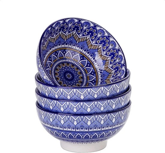 Set di tavola a 4 pezzi in stile mandala per muesli, dessert e gelato, 650 ml