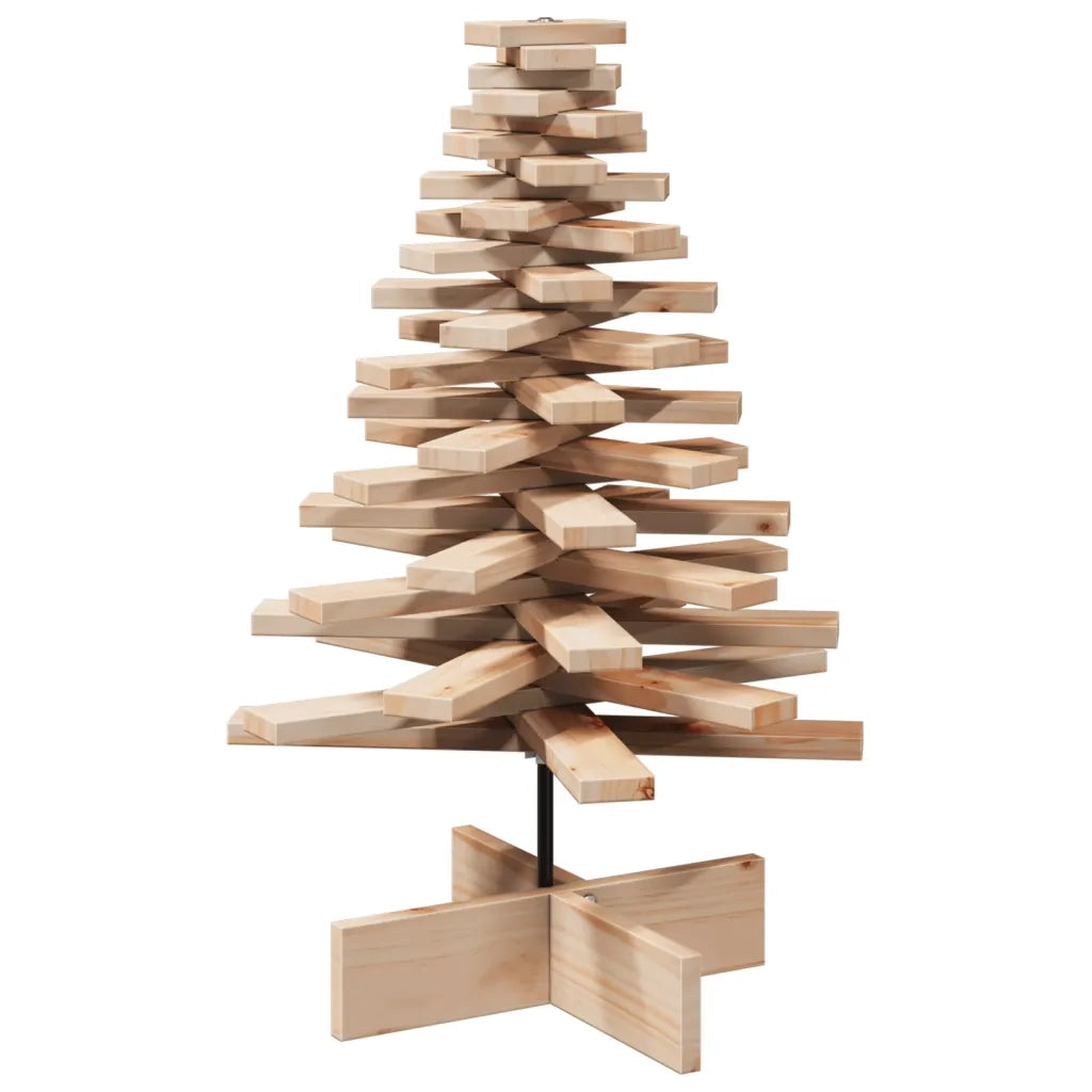 Albero di Natale Decorativo in Legno 80 cm Legno Massello Pino 858201