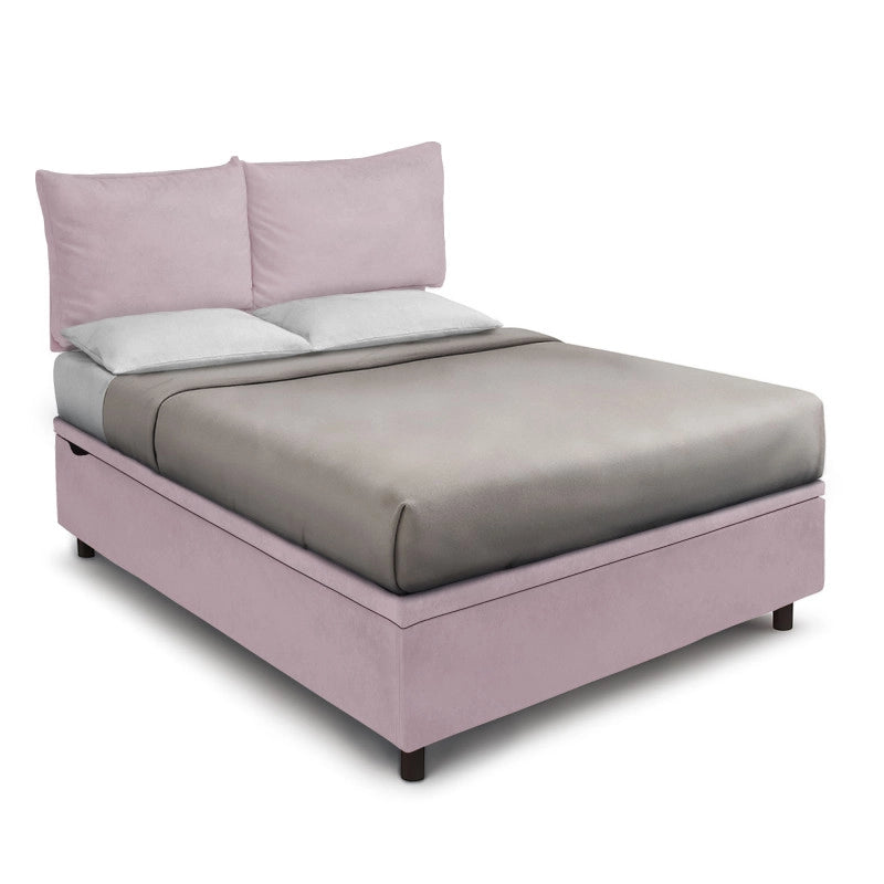Letto imbottito Matrimoniale 180x190 cm Soft - Contenitore,Glicine,Microfibra