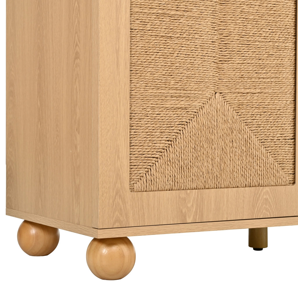 Credenza con 2 ante e 3 cassetti, per ingresso, in MDF e truciolare, naturale