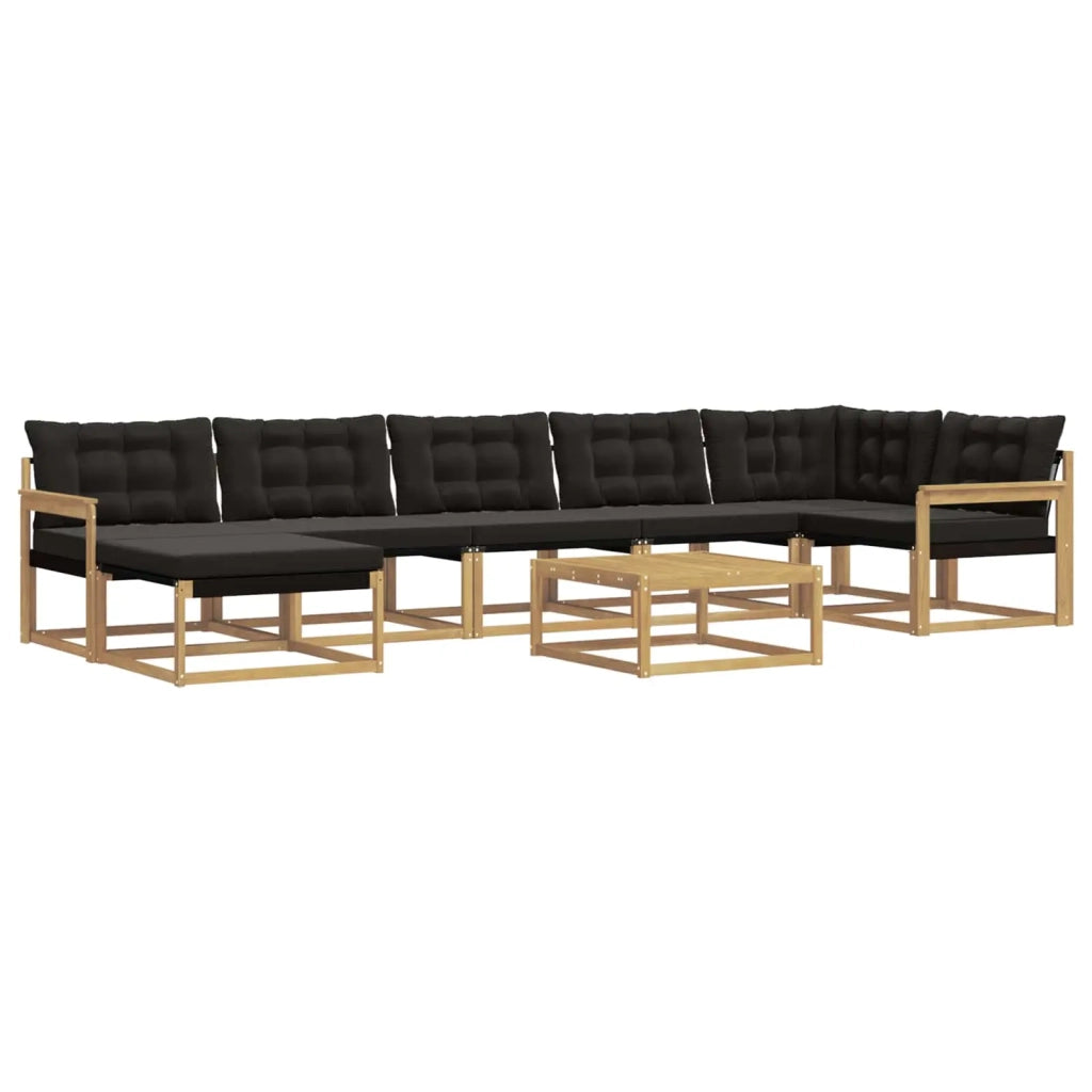 Set di divani da esterno 8 pcs Bianco e Nero