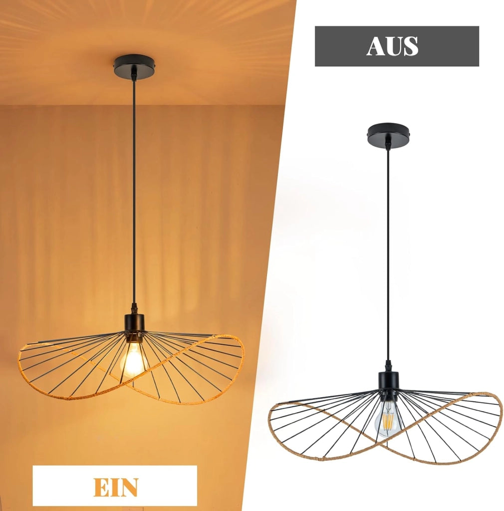 Lampada a sospensione ZMH vintage a 1 fiamma E27 nera per sala da pranzo lampadina non inclusa
