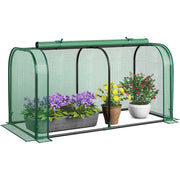 Mini serra portatile per giardino e patio, Porta arrotolabile e struttura metallica resistente alla ruggine Verde