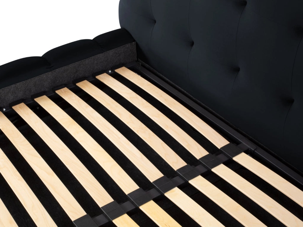 Cosmopolitan Design - Letto a cassettone con testiera "Bali" 200x200cm in velluto blu scuro 