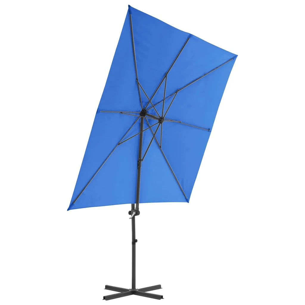 Ombrellone a Sbalzo con Palo in Acciaio 250x250 cm Azzurro 46991