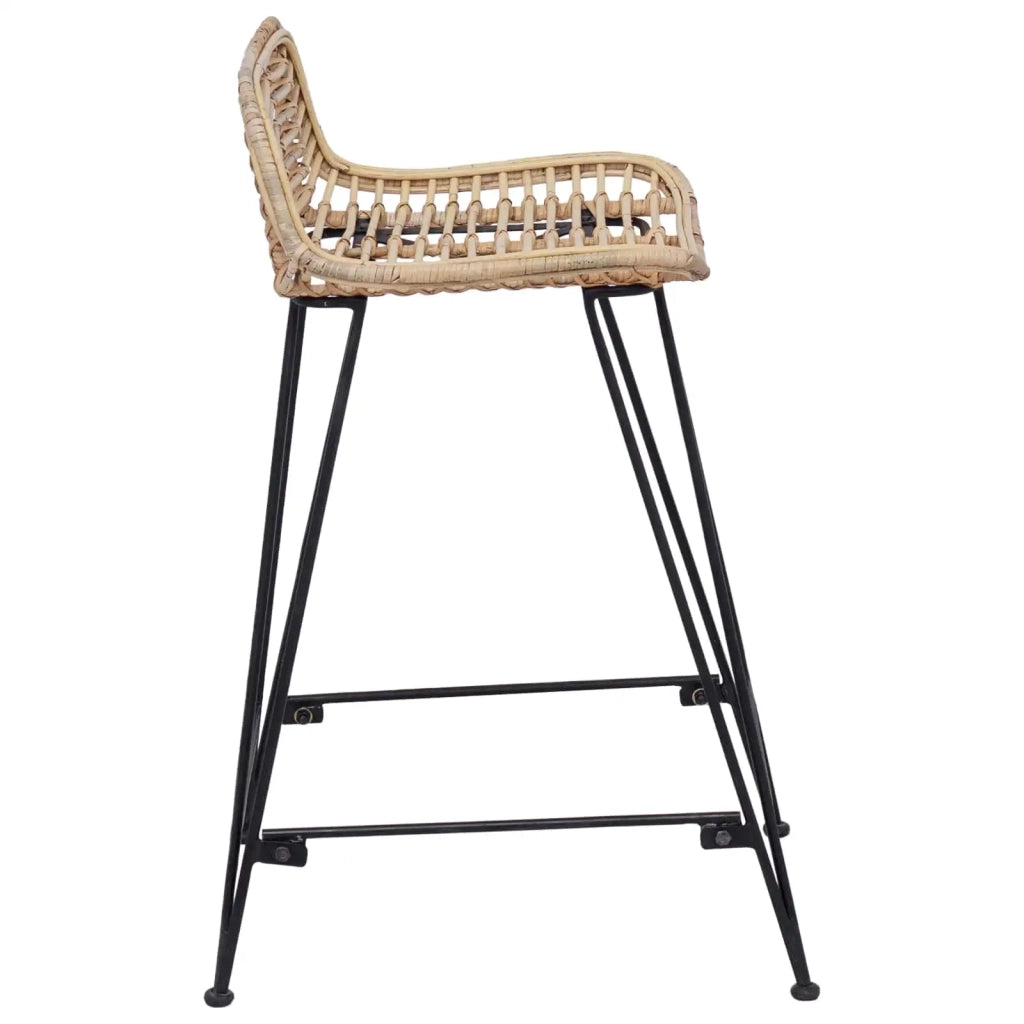 Sgabello da bar 2 pcs Naturale 44 x 45 x 76 cm Rattan e acciaio