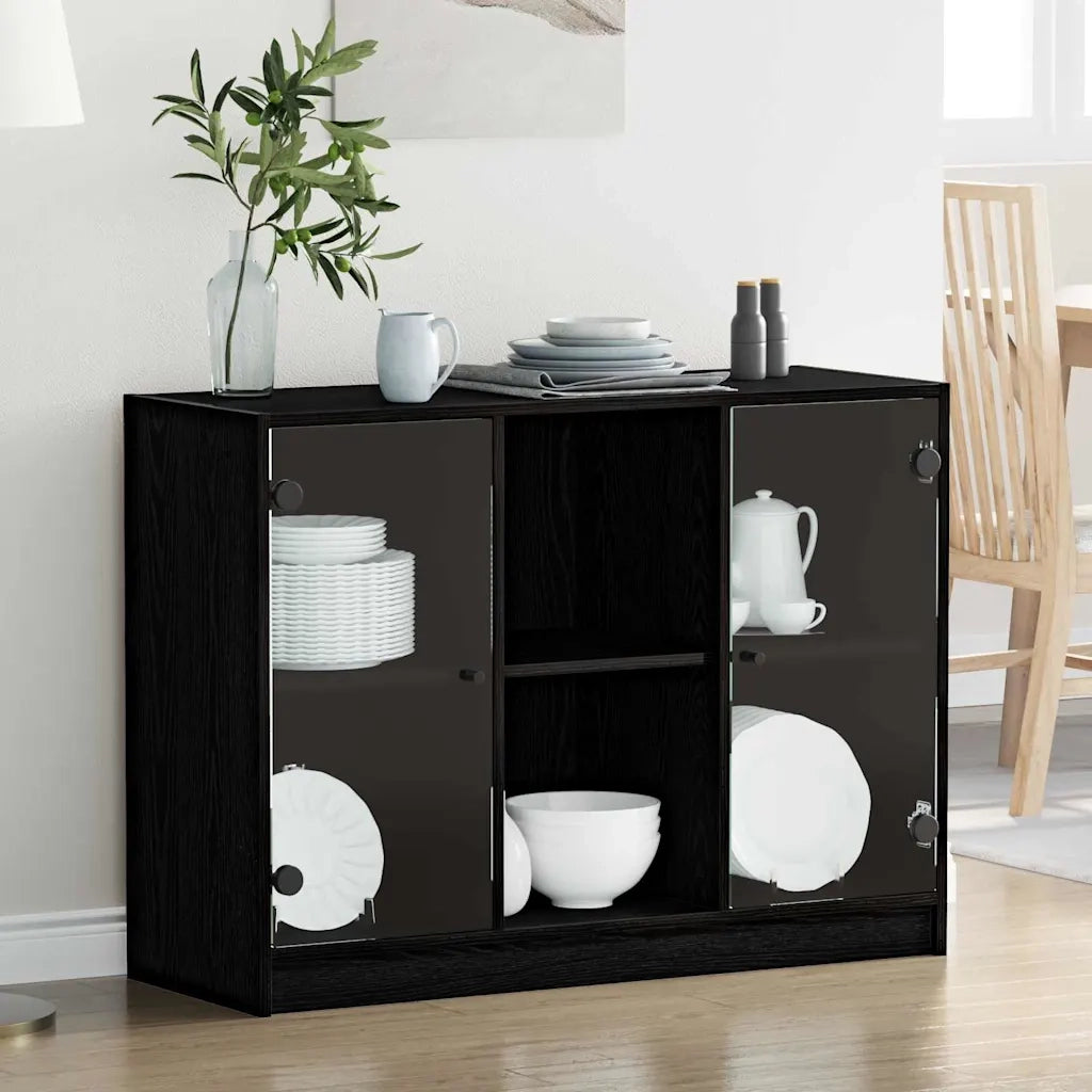 Credenza-Buffet-Armadio da cucina Rovere Nero 100 x 37 x 75.5 cm