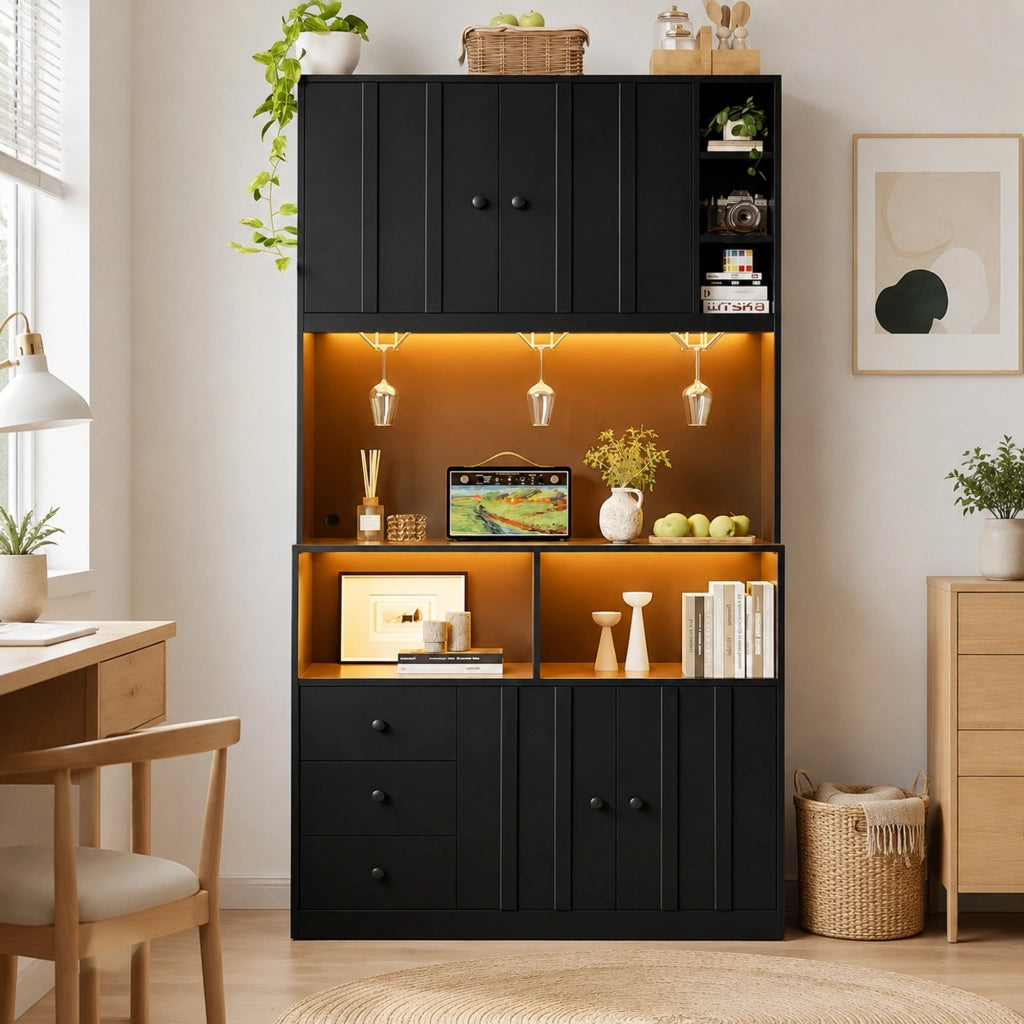 Colonna cucina 180 cm con LED RGB, prese e portabicchieri