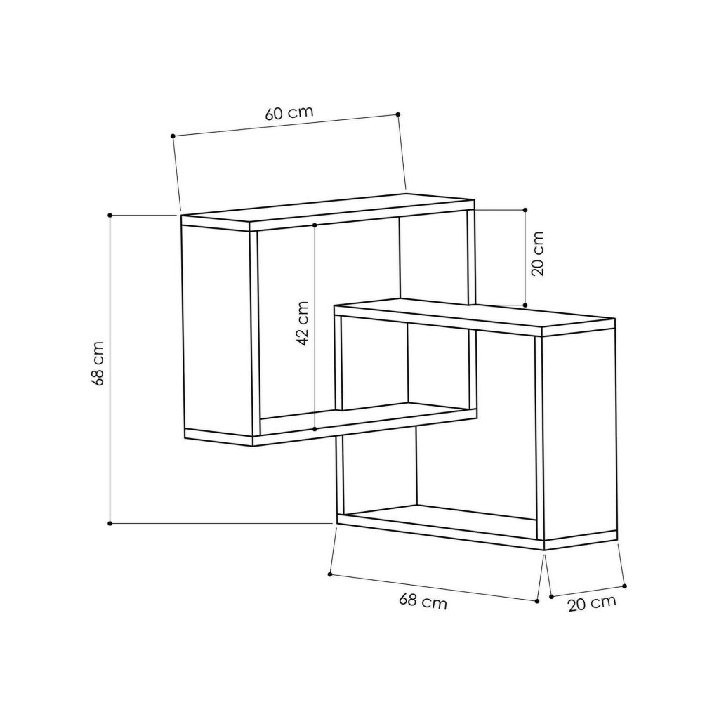Mensola Leslie, Scaffale, Ripiano a muro, Scaffalatura multiuso, 68x60h68 cm, Bianco e Antracite
