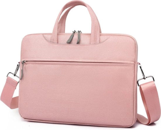 Borsa da lavoro per laptop con schiena a una spalla crossbody per uomini e donne - Borsa ultraduratura - 17 pollici - Rosa + cinturino - Rosa