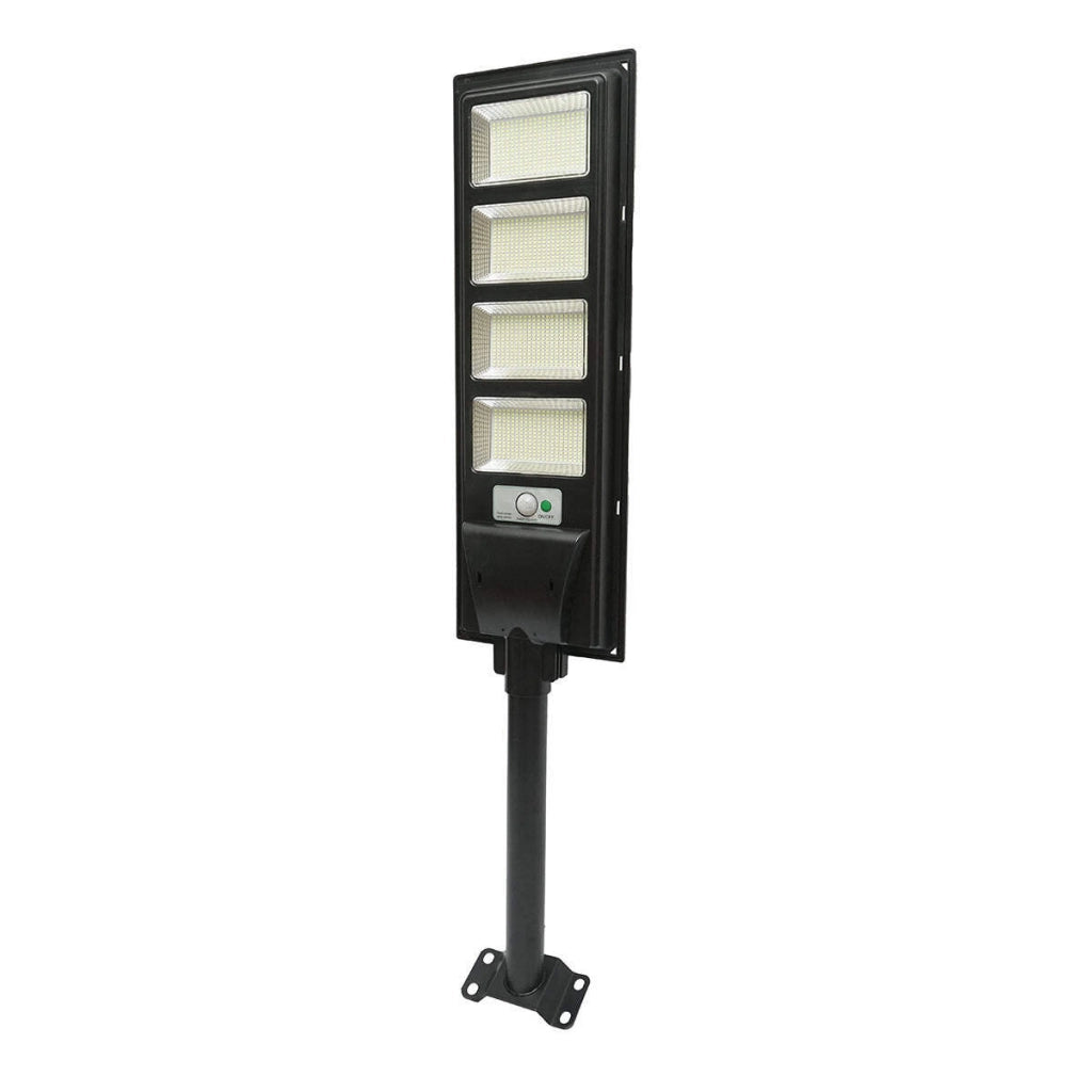 Lampada solare LED illuminazione stradale 200W 6500K con pannello solare 12W, batteria 12000mAh, telecomando, montaggio su palo IP65