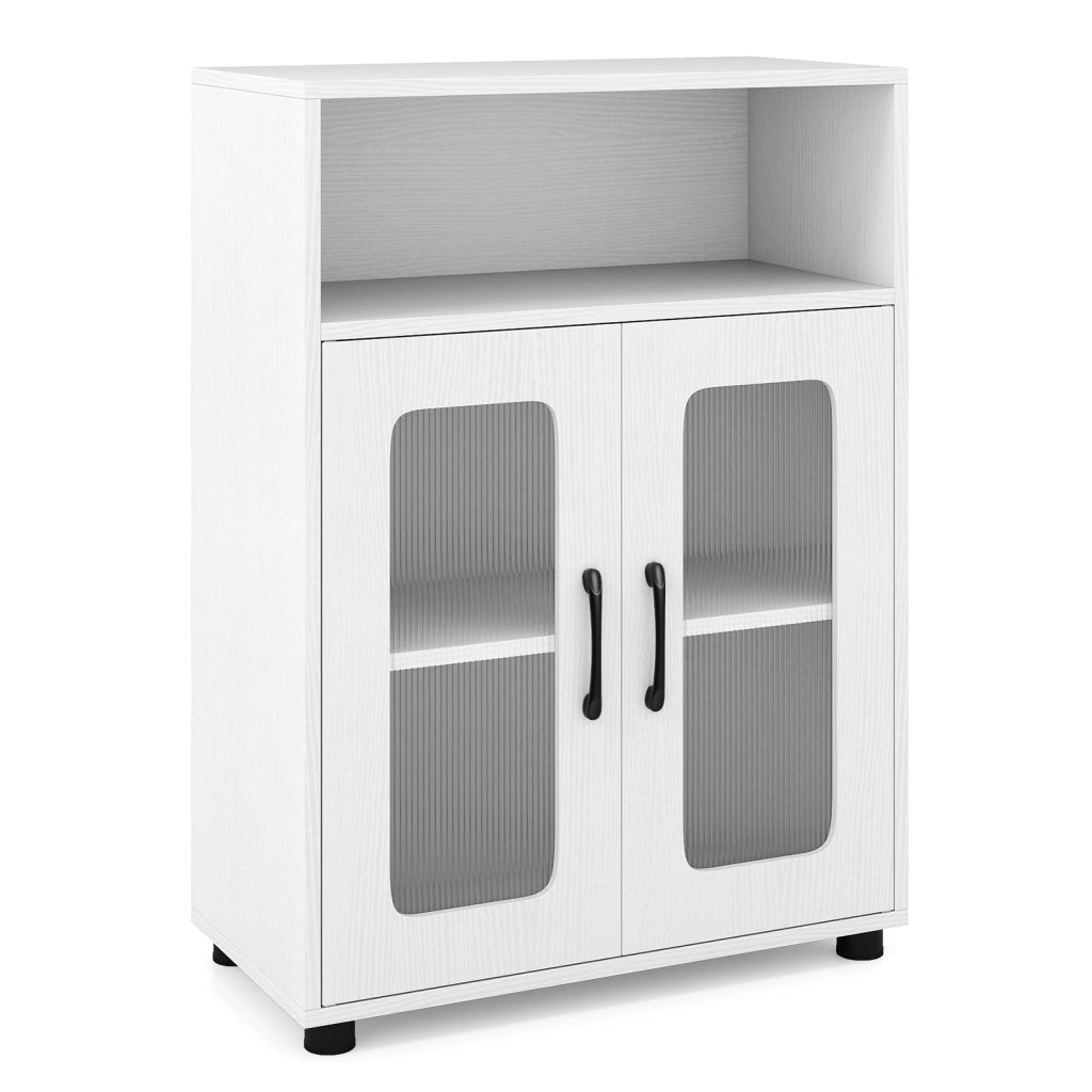 Mobiletto da bagno autoportante con 2 ante ripiano regolabile a 3 livelli scomparto aperto-Mobili da Bagno Organizer per bagno design anti
